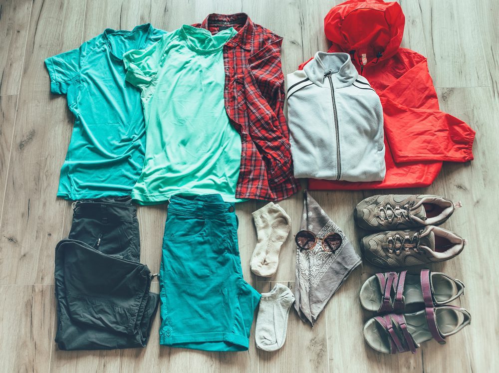 Set necessary clothes for camping