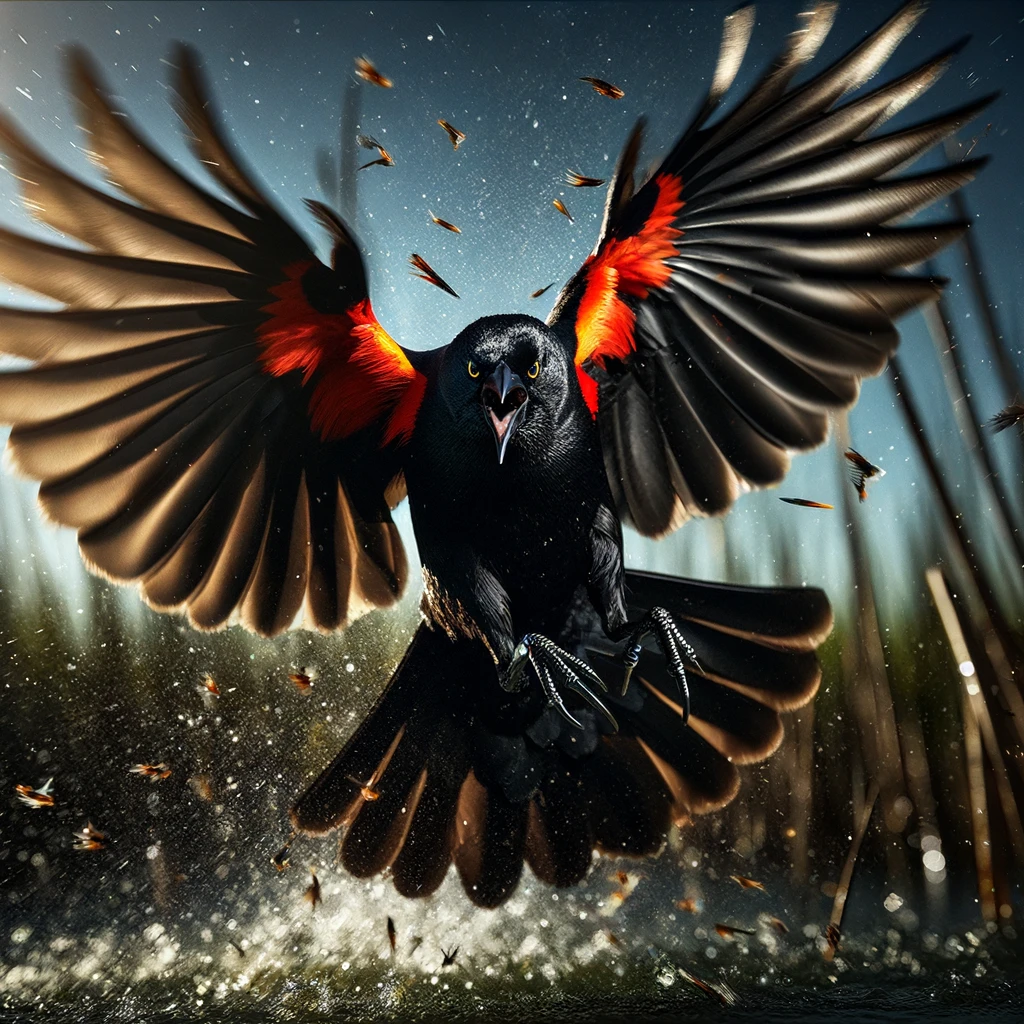 red winged blackbird attack